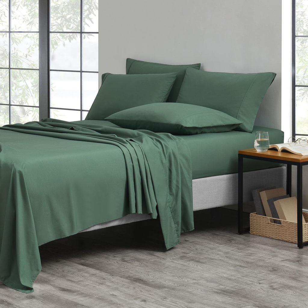 Bamboo Blend Cooling Sheet Set 6-Piece 2000 Thread Count Satin | Deep Pocket 16" Hypoallergenic Breathable Bed Sheets, Twin Full Queen King Cal King, 20 Colors