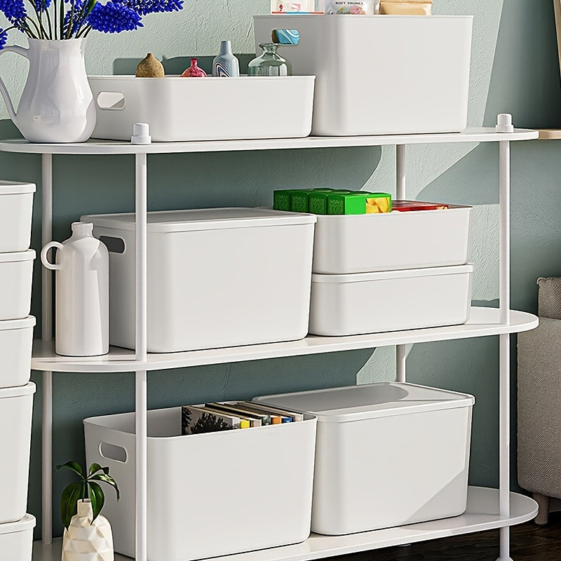 13-Inch Square Plastic Storage Bins 4-Pack with Handles Lid & No-Lid Options White Wardrobe Storage Box Set for Clothes Tools Closet Shelves – Premium Home Organization Containers