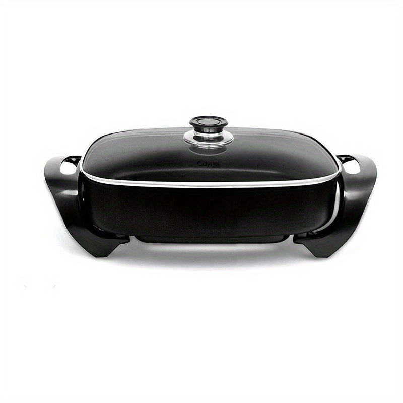 Electric Skillet 8 Quart Non-Stick Copper Coating 16"x12" Deep Dish with Tempered Glass Vented Lid & Adjustable Thermostat – Jumbo Electric Frying Pan for Family Cooking