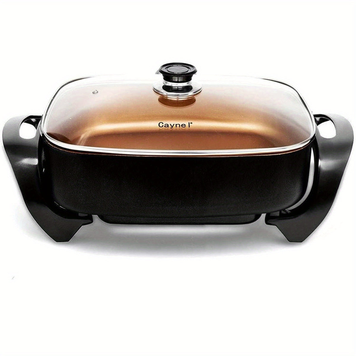 Electric Skillet 8 Quart Non-Stick Copper Coating 16"x12" Deep Dish with Tempered Glass Vented Lid & Adjustable Thermostat – Jumbo Electric Frying Pan for Family Cooking
