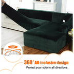 L-Shape Sectional Sofa Cover 2-Piece – Stretch Velvet Slipcover for 3+4 Seater Corner Couch, Foam Bar Secure Fit, Easy Clean, 7 Colors