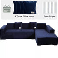 L-Shape Sectional Sofa Cover 2-Piece – Stretch Velvet Slipcover for 3+4 Seater Corner Couch, Foam Bar Secure Fit, Easy Clean, 7 Colors