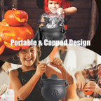 Cast Iron Cauldron with Lid & Carry Handle – Pentagram & Triple Moon Witchcraft Cauldron for Incense Burning, Candles, Spells, Halloween Decoration & Ritual Supplies