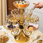 5-Tier Rotating Crystal Fruit Plate Set Luxury Round Snack Candy Bowl for Living Room Coffee Table – Elegant European Serveware Home Decor