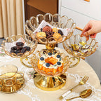 5-Tier Rotating Crystal Fruit Plate Set Luxury Round Snack Candy Bowl for Living Room Coffee Table – Elegant European Serveware Home Decor