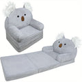 Flip-Open Kids Sofa Chair 2-in-1 with Removable Washable Cover – Soft Plush Animal Pattern Children's Lounger for Reading Nook, Playroom & Bedroom, Lightweight Comfy Seat for Boys & Girls, Koala, Cow Cat & Milk Cow