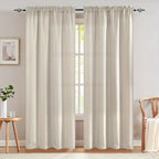 Blackout Curtains 2 Panels 80% Room Darkening 40"W x 95"L – Thermal Insulated Rod Pocket Drapes for Bedroom Living Room, Navy Blue Textured Privacy Window Curtains