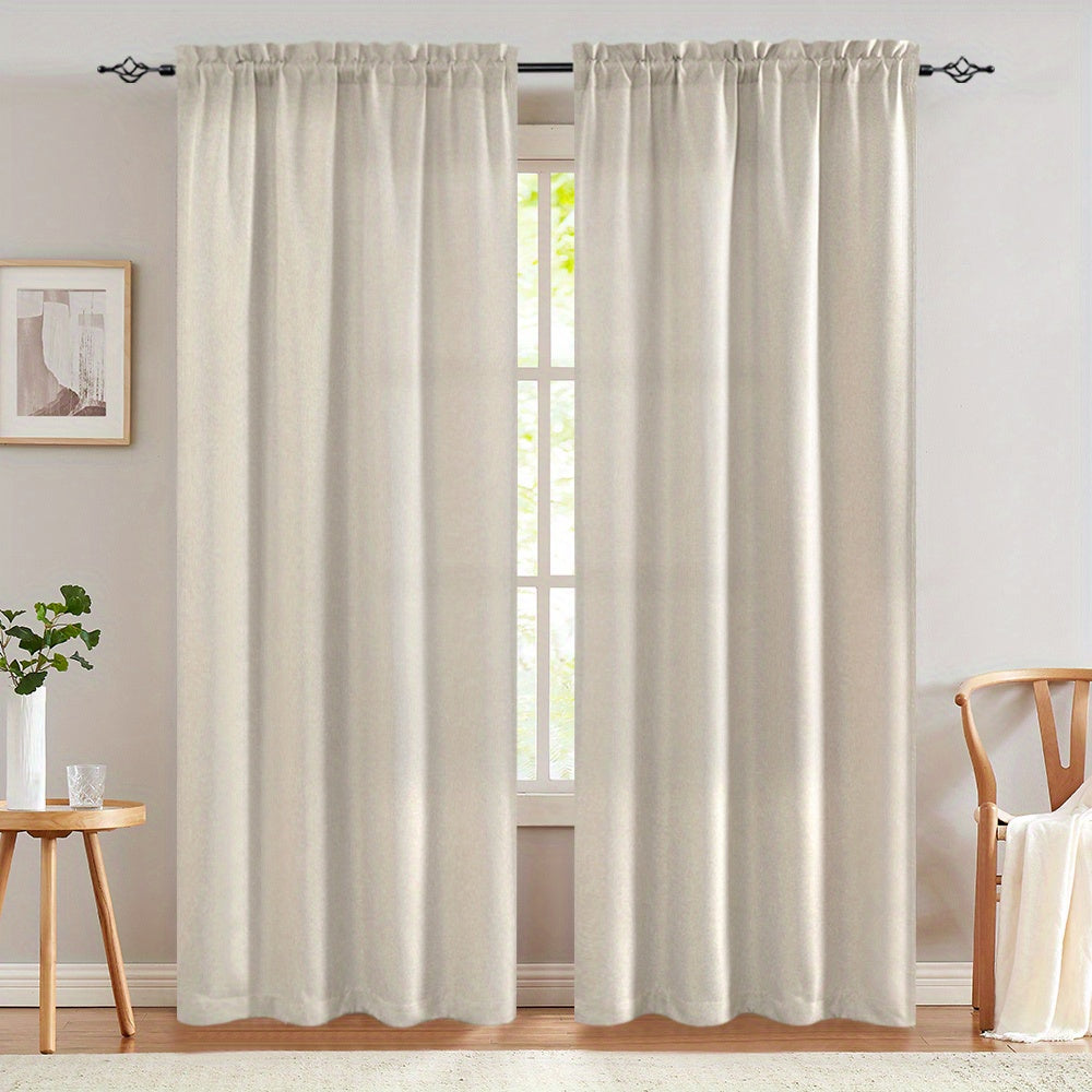 Blackout Curtains 2 Panels 80% Room Darkening 40"W x 95"L – Thermal Insulated Rod Pocket Drapes for Bedroom Living Room, Navy Blue Textured Privacy Window Curtains