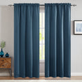 Blackout Curtains 2 Panels 80% Room Darkening 40"W x 95"L – Thermal Insulated Rod Pocket Drapes for Bedroom Living Room, Navy Blue Textured Privacy Window Curtains