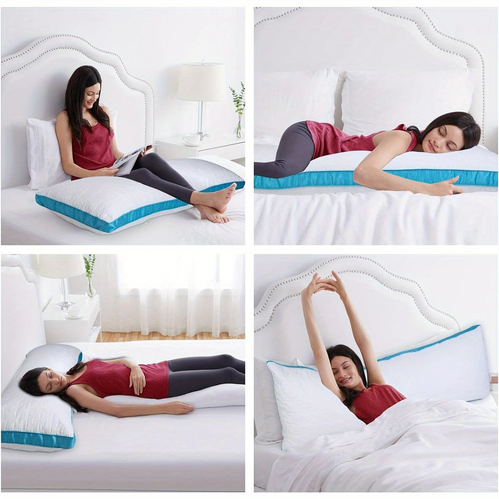 Firm Full Body Pillow for Adults – Long Bed Pillow for Side, Back & Stomach Sleepers | Supportive Body-Length Sleep Pillow in Grey & Pink