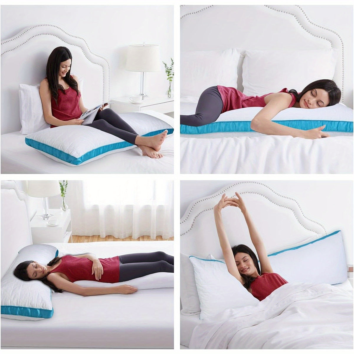 Firm Full Body Pillow for Adults – Long Bed Pillow for Side, Back & Stomach Sleepers | Supportive Body-Length Sleep Pillow in Grey & Pink