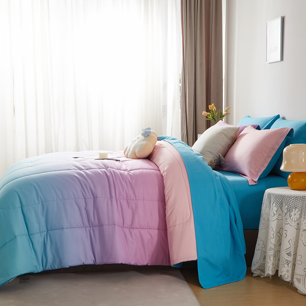 Rainbow Comforter Set – 5/7-Piece Bed in a Bag | Hypoallergenic, All-Season | Twin to King