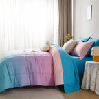 Rainbow Comforter Set – 5/7-Piece Bed in a Bag | Hypoallergenic, All-Season | Twin to King