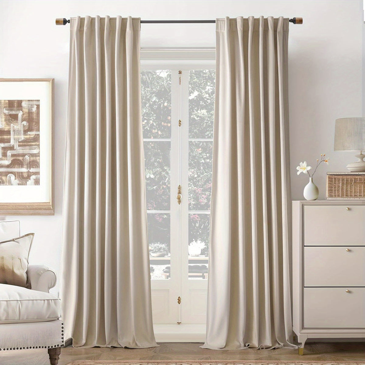 Velvet Blackout Curtains 2 Panels Luxury Thermal Insulated – Room Darkening Drapes Back Tab & Rod Pocket for Bedroom Living Room, 7 Colors 6 Sizes 84-120 Inch