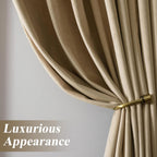 Velvet Blackout Curtains 2 Panels Luxury Thermal Insulated – Room Darkening Drapes Back Tab & Rod Pocket for Bedroom Living Room, 7 Colors 6 Sizes 84-120 Inch