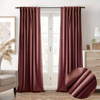 Velvet Blackout Curtains 2 Panels Luxury Thermal Insulated – Room Darkening Drapes Back Tab & Rod Pocket for Bedroom Living Room, 7 Colors 6 Sizes 84-120 Inch