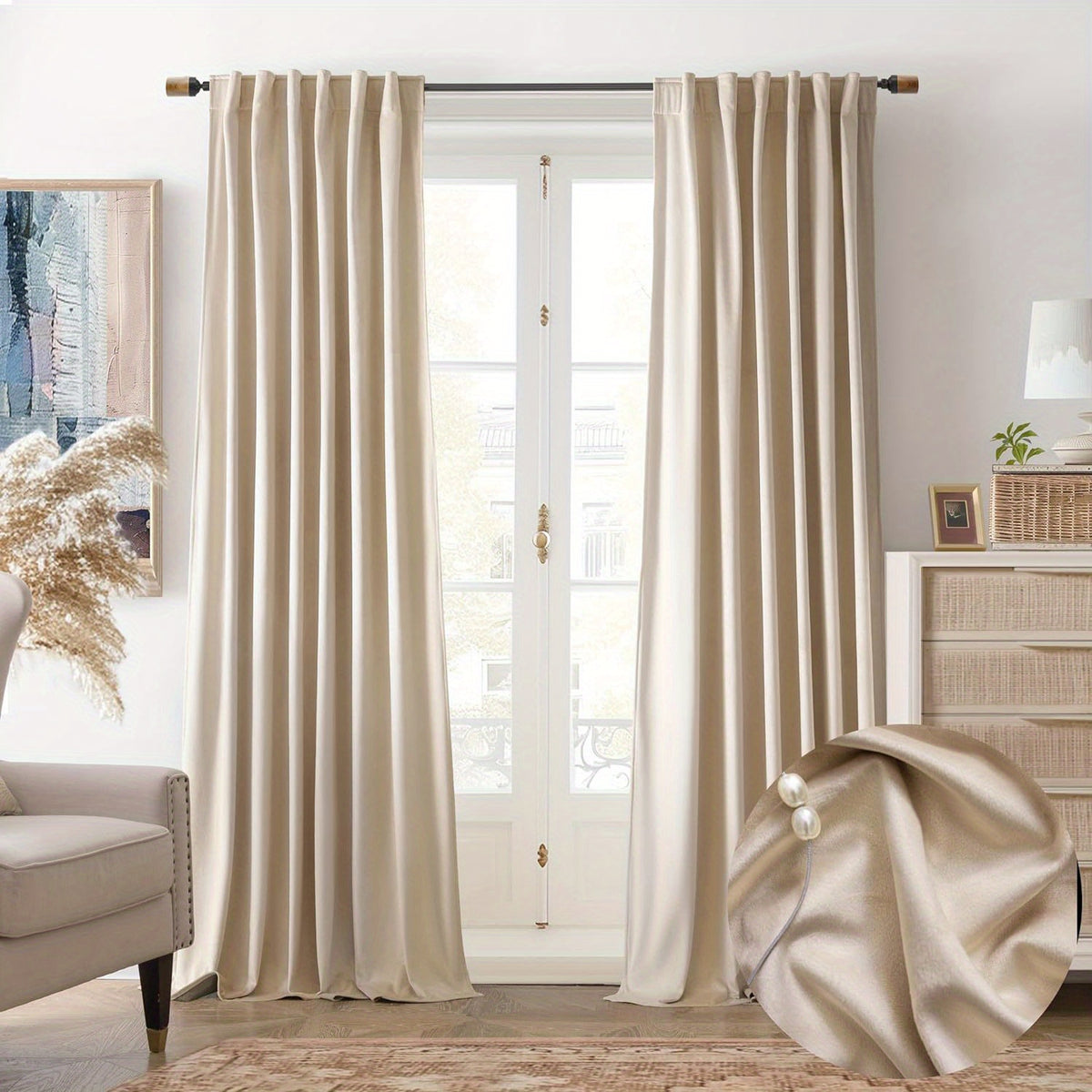 Velvet Blackout Curtains 2 Panels Luxury Thermal Insulated – Room Darkening Drapes Back Tab & Rod Pocket for Bedroom Living Room, 7 Colors 6 Sizes 84-120 Inch
