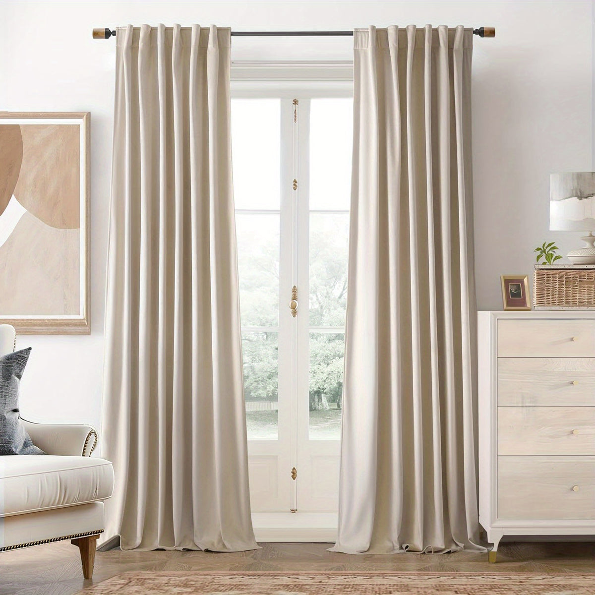 Velvet Blackout Curtains 2 Panels Luxury Thermal Insulated – Room Darkening Drapes Back Tab & Rod Pocket for Bedroom Living Room, 7 Colors 6 Sizes 84-120 Inch