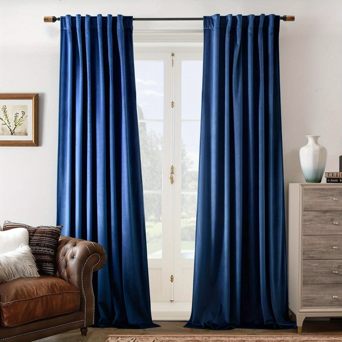 Velvet Blackout Curtains 2 Panels Luxury Thermal Insulated – Room Darkening Drapes Back Tab & Rod Pocket for Bedroom Living Room, 7 Colors 6 Sizes 84-120 Inch