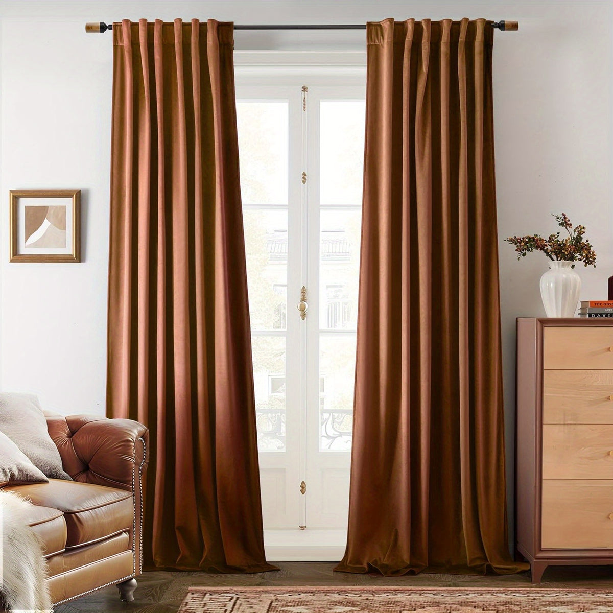 Velvet Blackout Curtains 2 Panels Luxury Thermal Insulated – Room Darkening Drapes Back Tab & Rod Pocket for Bedroom Living Room, 7 Colors 6 Sizes 84-120 Inch
