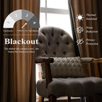 Velvet Blackout Curtains 2 Panels Luxury Thermal Insulated – Room Darkening Drapes Back Tab & Rod Pocket for Bedroom Living Room, 7 Colors 6 Sizes 84-120 Inch
