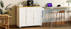 Kitchen Island Cart with Drop Leaf & Rolling Wheels – Storage Cabinet, Spice Rack, Drawer & Towel Rack for Small Kitchens Dining Room