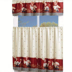 3-Piece Kitchen Curtain Valance & Tiers Set – Semi-Sheer Polyester, Rod Pocket, Machine Washable | Chef, Sunflower & Star Designs | Kitchen, Bedroom & Bathroom | Nuvia Haven