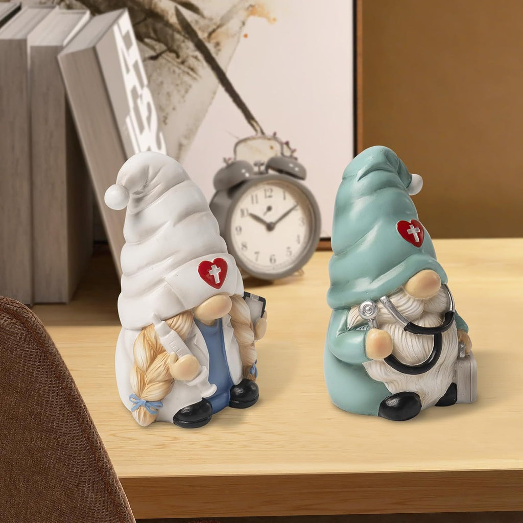 Nurse Gnome Figurine 4.7" Desk Decor – Unique Nurse Day Gift for Nurses, Doctors & Hospital Office Decoration