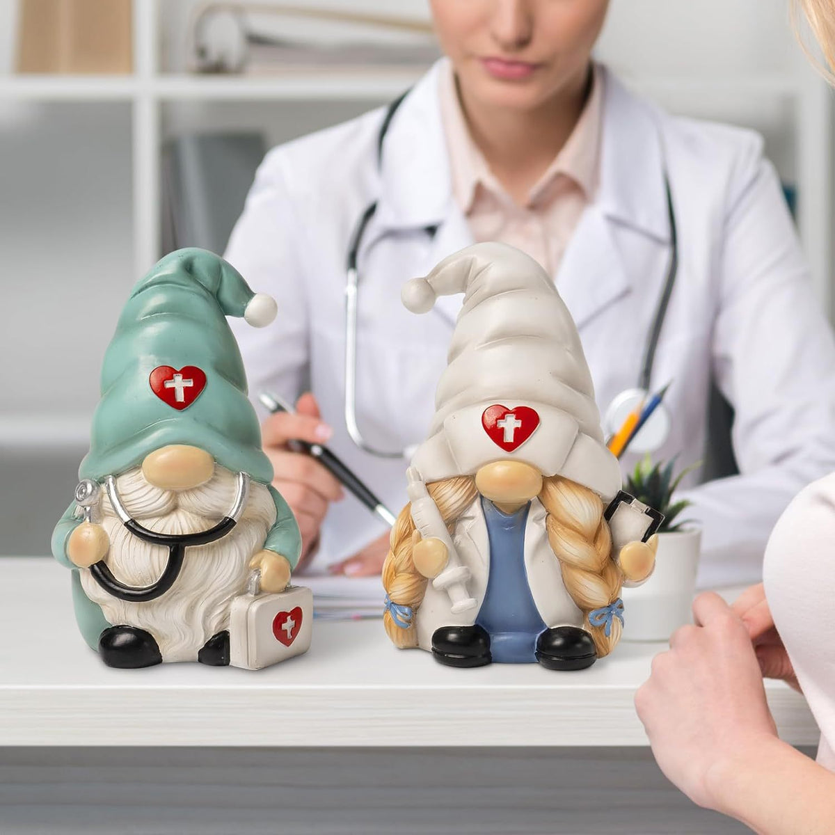 Nurse Gnome Figurine 4.7" Desk Decor – Unique Nurse Day Gift for Nurses, Doctors & Hospital Office Decoration