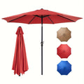 8-Rib 9FT Patio Umbrella with Tilt & Crank – Sun Shade Outdoor Market Umbrella for Patio, Beach & Restaurant, Red & Khaki
