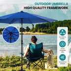 8-Rib 9FT Patio Umbrella with Tilt & Crank – Sun Shade Outdoor Market Umbrella for Patio, Beach & Restaurant, Red & Khaki