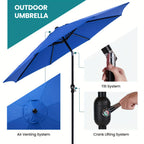 8-Rib 9FT Patio Umbrella with Tilt & Crank – Sun Shade Outdoor Market Umbrella for Patio, Beach & Restaurant, Red & Khaki