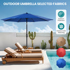 8-Rib 9FT Patio Umbrella with Tilt & Crank – Sun Shade Outdoor Market Umbrella for Patio, Beach & Restaurant, Red & Khaki