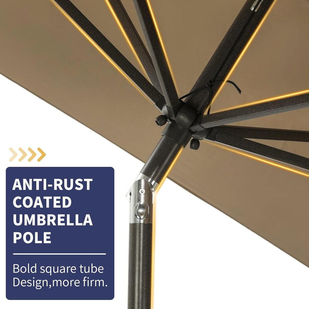 6.5 x 10ft Rectangular Patio Umbrella with Aluminum Pole Crank 6 Steel Ribs Polyester Canopy Outdoor Market Table Umbrella UV Protection