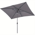 6.5 x 10ft Rectangular Patio Umbrella with Aluminum Pole Crank 6 Steel Ribs Polyester Canopy Outdoor Market Table Umbrella UV Protection