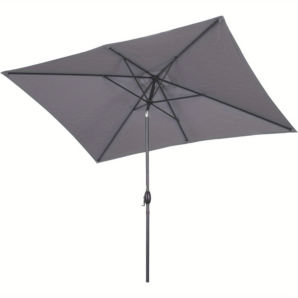 6.5 x 10ft Rectangular Patio Umbrella with Aluminum Pole Crank 6 Steel Ribs Polyester Canopy Outdoor Market Table Umbrella UV Protection