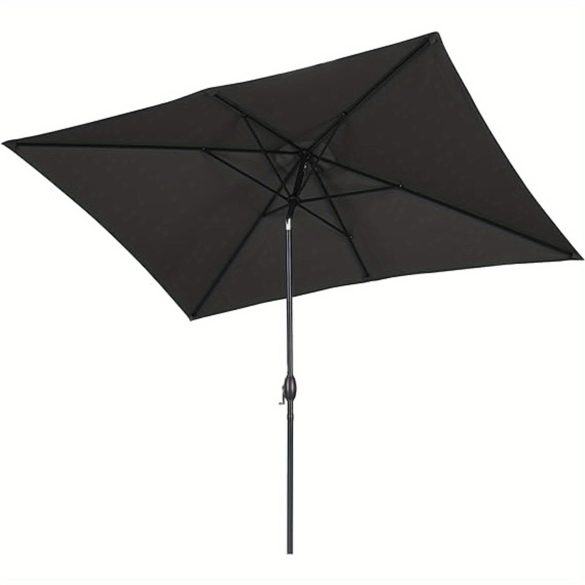 6.5 x 10ft Rectangular Patio Umbrella with Aluminum Pole Crank 6 Steel Ribs Polyester Canopy Outdoor Market Table Umbrella UV Protection