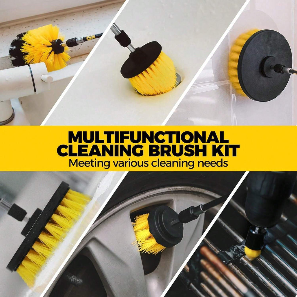 Drill Brush Attachments Set 20 Pack – Power Scrubber Brushes, Scrub Pads, Sponge & Buffing Pads with Extension Rod for Bathroom, Tile, Grout, Car Polishing, Kitchen & Shower Cleaning – Car Polishing Pad Kit