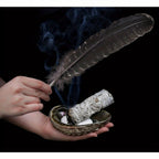 White Sage Smudge Kit 6-Piece Complete Altar Set – 4" Sage Sticks, Abalone Shell, Carved Cobra Tripod Stand, Turkey Feather, White Sand & Blessing Card for Cleansing & Meditation