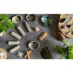 White Sage Smudge Kit 6-Piece Complete Altar Set – 4" Sage Sticks, Abalone Shell, Carved Cobra Tripod Stand, Turkey Feather, White Sand & Blessing Card for Cleansing & Meditation