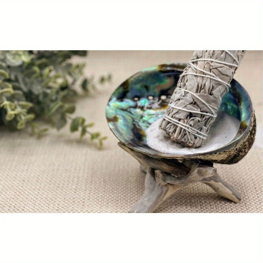 White Sage Smudge Kit 6-Piece Complete Altar Set – 4" Sage Sticks, Abalone Shell, Carved Cobra Tripod Stand, Turkey Feather, White Sand & Blessing Card for Cleansing & Meditation