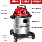 Wet Dry Shop Vac 5 & 8 Gallon – Premium Wet Dry Vacuum with Blower Function, 10ft Cord, 16KPa & 20KPa Suction for Dog Hair, Garage, Car, Home & Workshop