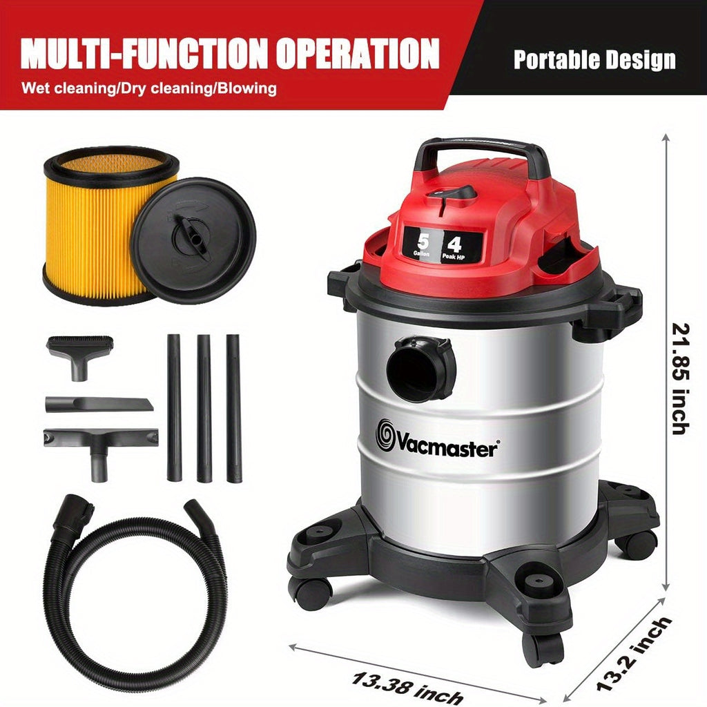 Wet Dry Shop Vac 5 & 8 Gallon – Premium Wet Dry Vacuum with Blower Function, 10ft Cord, 16KPa & 20KPa Suction for Dog Hair, Garage, Car, Home & Workshop