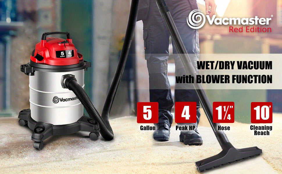 Wet Dry Shop Vac 5 & 8 Gallon – Premium Wet Dry Vacuum with Blower Function, 10ft Cord, 16KPa & 20KPa Suction for Dog Hair, Garage, Car, Home & Workshop