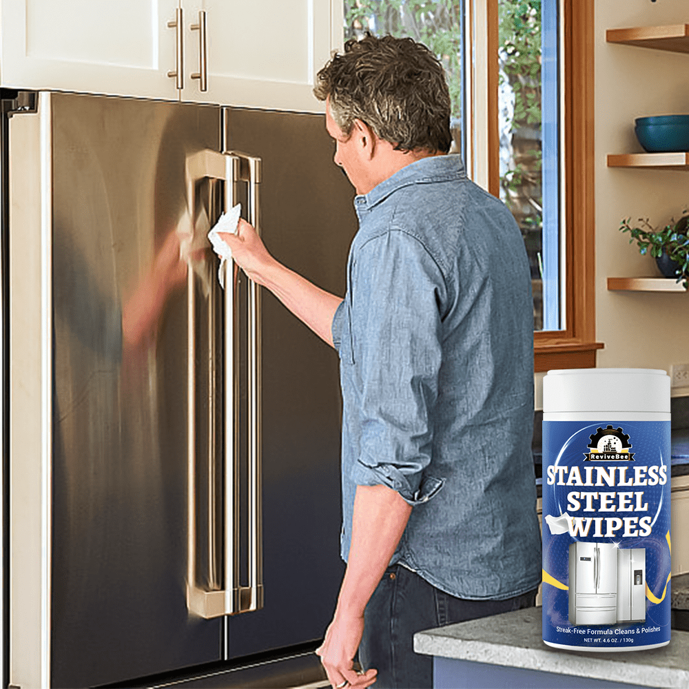 Stainless Steel Cleaning Wipes for Kitchen, Citric Acid Formula Deep Cleans Grease & Grime from Appliances, Sinks & Fixtures, Gentle on Hands Quick Kitchen Cleaning Wipes