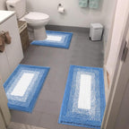 Bathroom Rug Set 3 Piece Plush Shaggy Non-Slip Absorbent Microfiber Bath Mat with U-Shaped Contour Toilet Mat – Multiple Colors & Sizes for Tub, Shower & Bathroom Floor