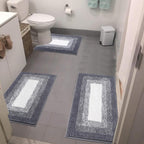 Bathroom Rug Set 3 Piece Plush Shaggy Non-Slip Absorbent Microfiber Bath Mat with U-Shaped Contour Toilet Mat – Multiple Colors & Sizes for Tub, Shower & Bathroom Floor