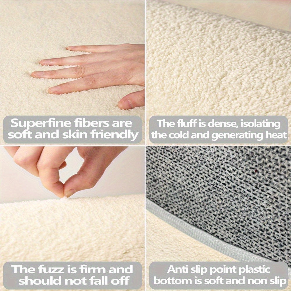 Round Area Rug Cream Irregular Shape Premium Thick Pile – Soft Accent Rug for Living Room, Bedroom, Bedside, Sofa & Coffee Table | Multiple Sizes