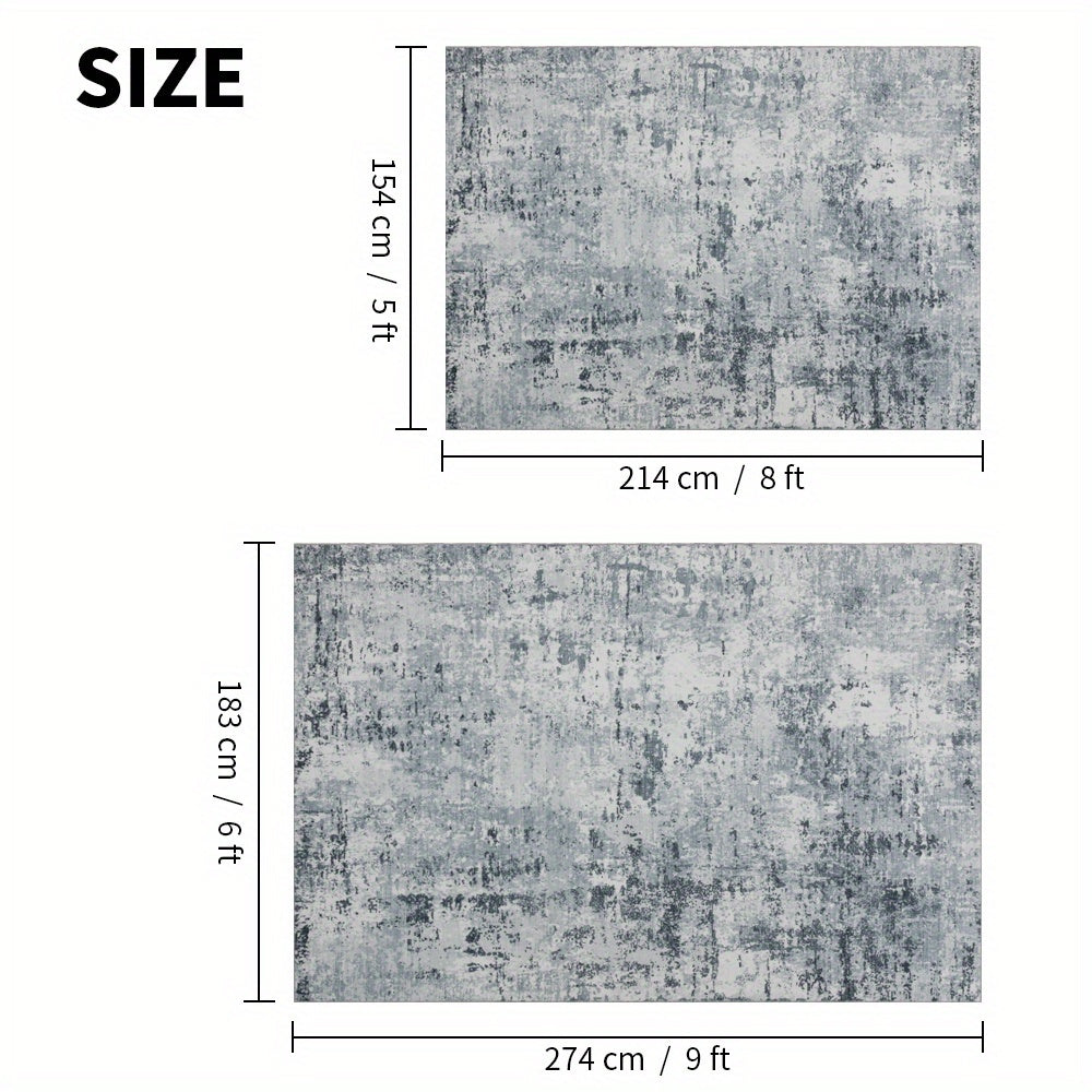 Washable Vintage Abstract Area Rug – Non-Slip, Foldable, Ultra-Soft | Gray | 5 Sizes