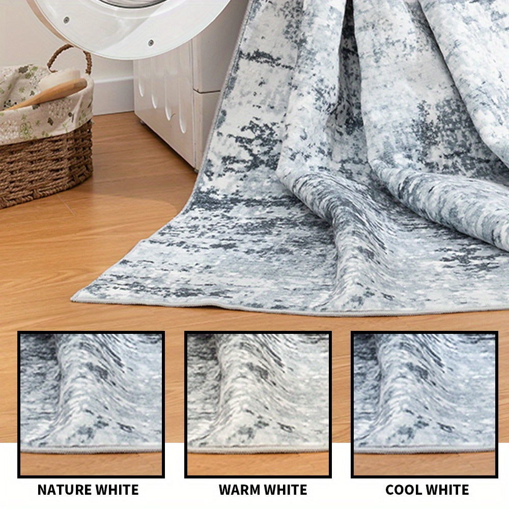 Washable Vintage Abstract Area Rug – Non-Slip, Foldable, Ultra-Soft | Gray | 5 Sizes